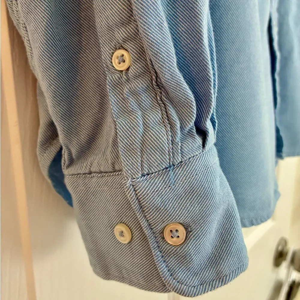 Cactus Man Button Down Shirt Blue Large Soft Smart Casual Preppy Workwear